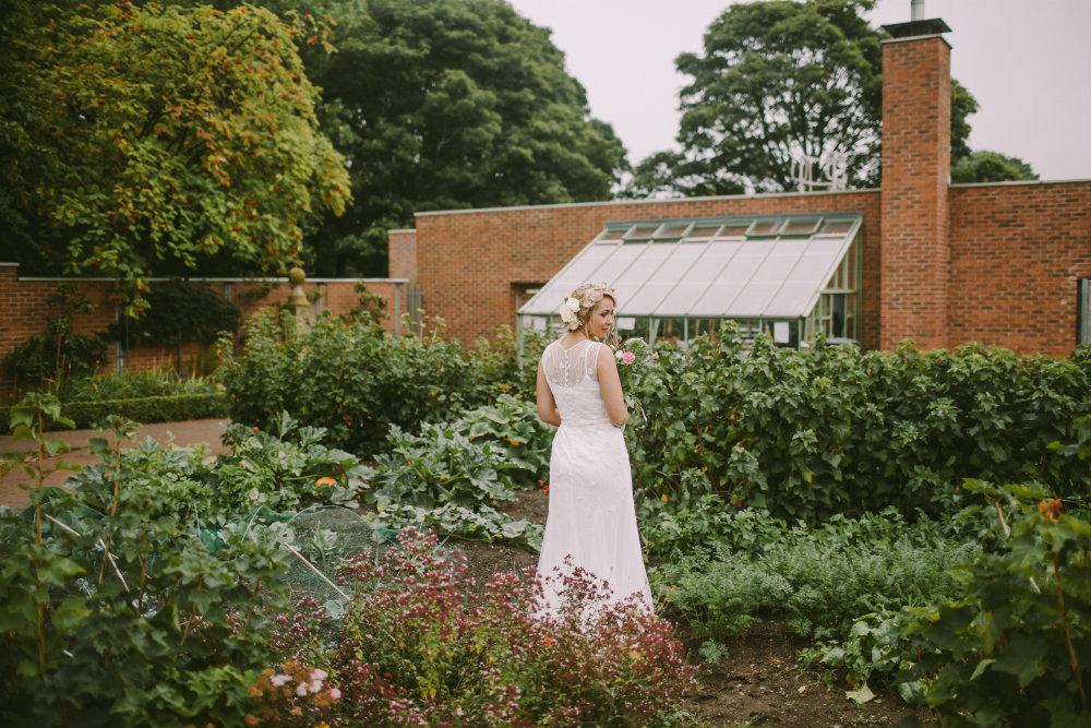 Bride in walled garden