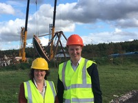 Rotherham Council Leader Cllr Chris Read with Gulliver’s Managing Director Julie Dalton at Gulliver’s Valley Theme Park Resort site