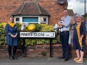 Miners Close Street Sign and Councillors
