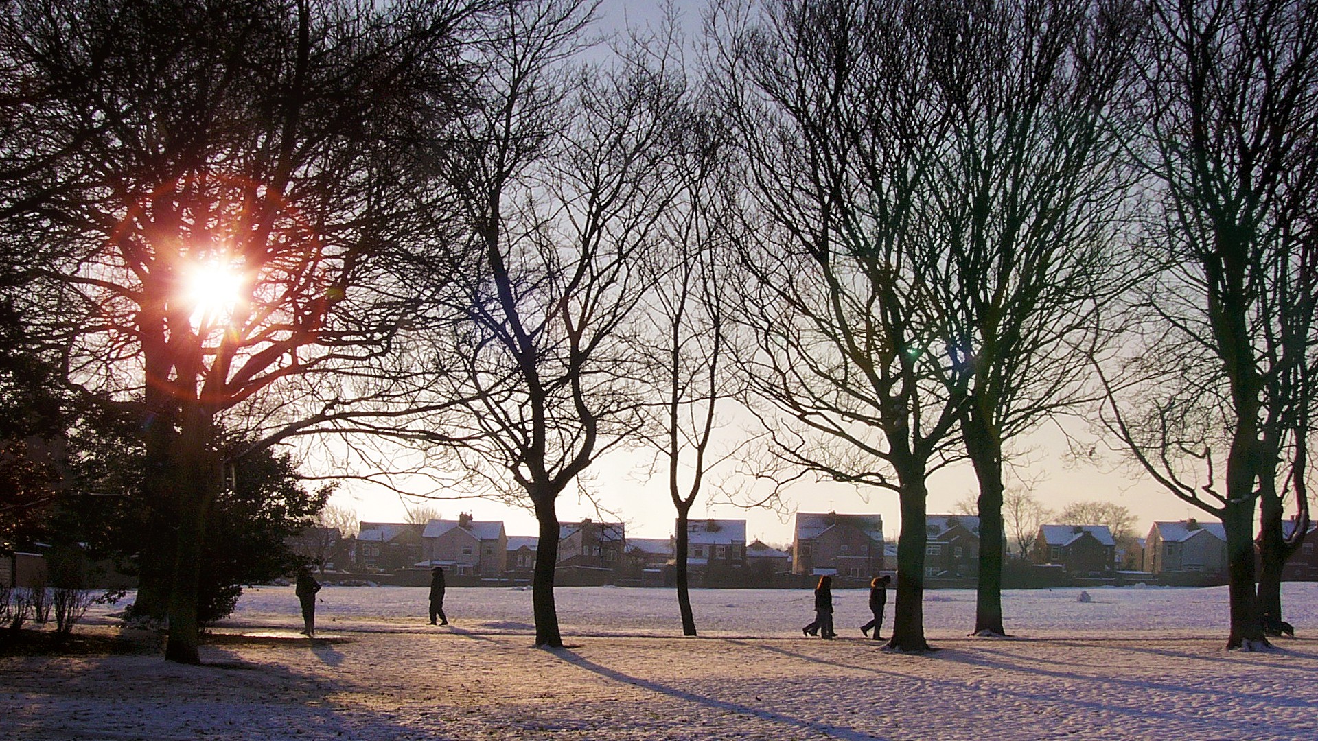 Clifton Park in winter with snow on the ground