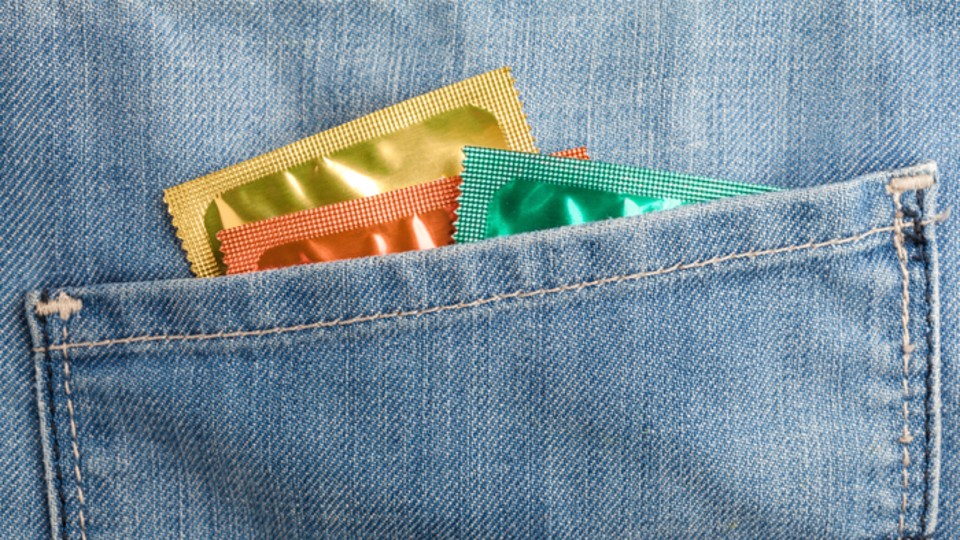 Jean back pocket with condoms