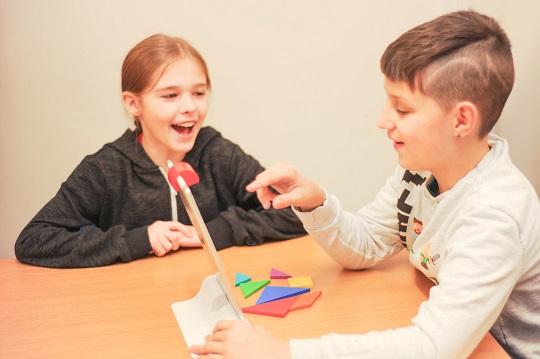 Two children laughing