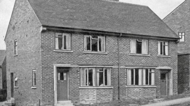 Black and white photo of 1940s social housing