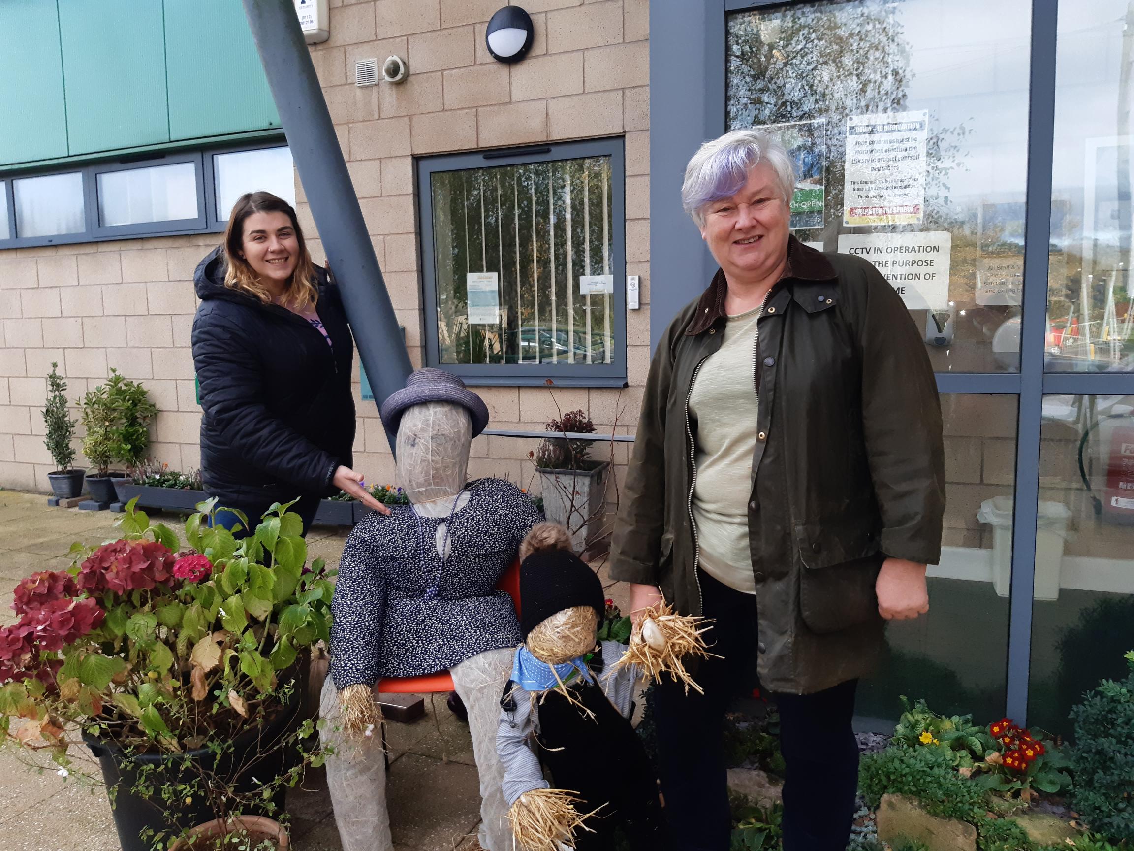 Councillor Ellis with the Wickersley North scarecrows 2021