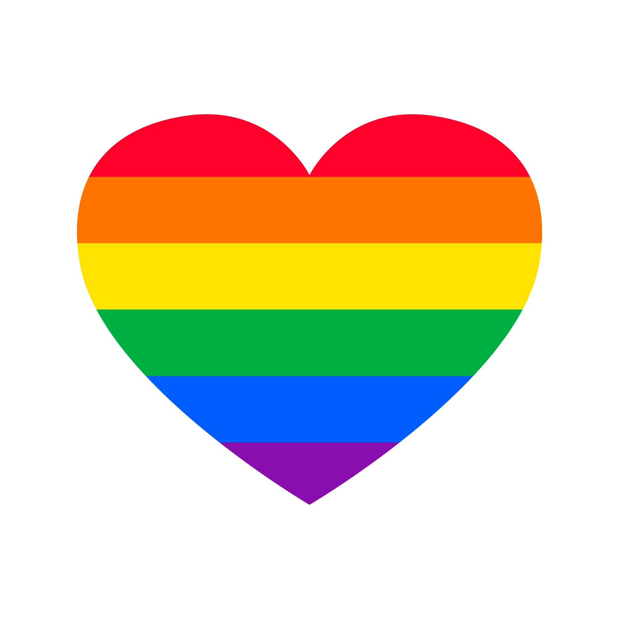 a heart with rainbow pattern filled in the middle