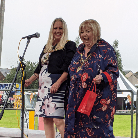 Mayor and Deputy mayor on stage at Rotherham Show