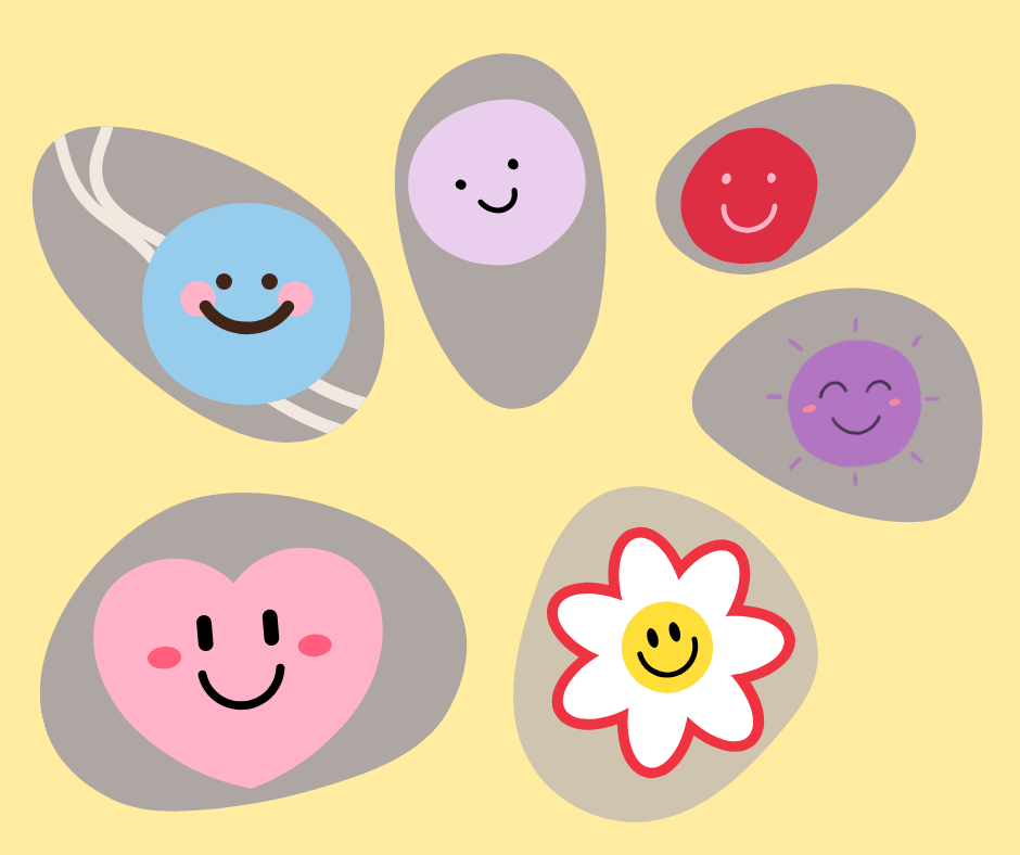Pebbles with smiley faces on them