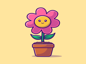 Cartoon flower pot with a smiley face