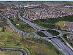 Aerial view of A630 and M1 junction 33.