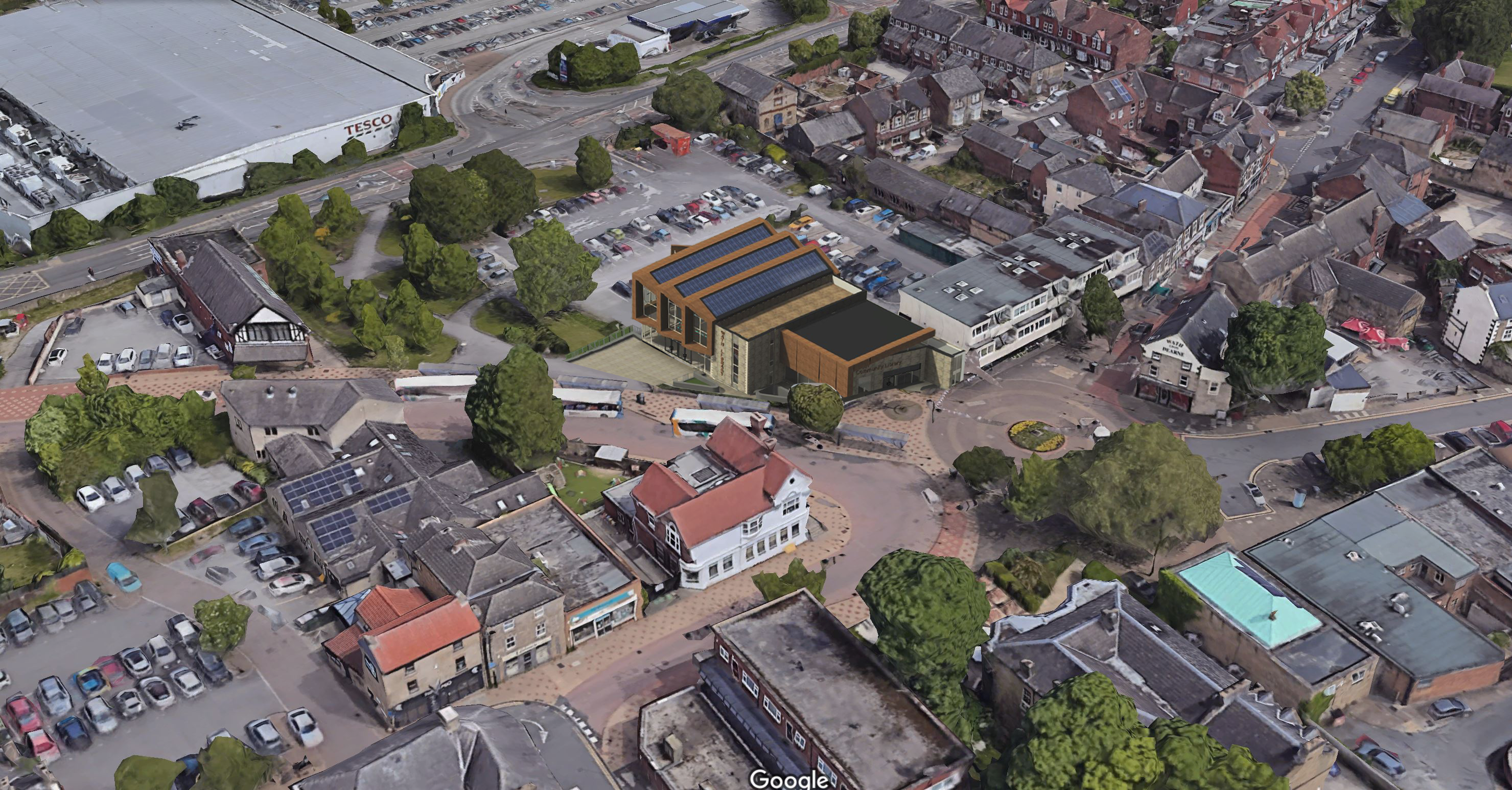 Aerial image of wath library