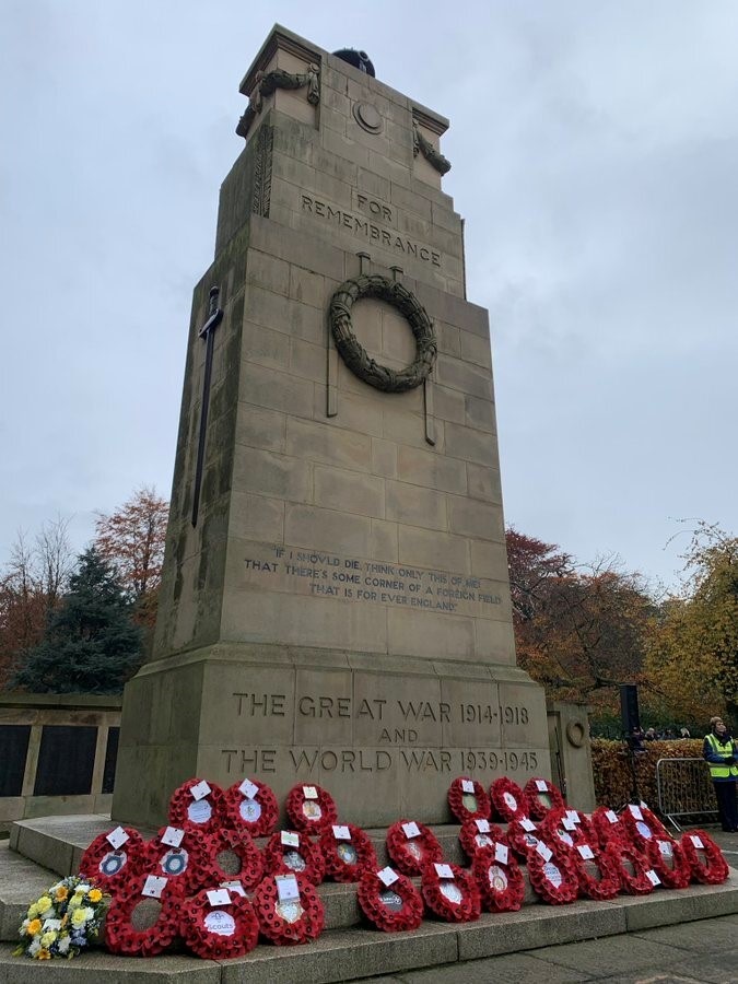 Clifton Park Cenotaph on remembrance Sunday 2023