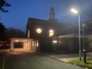 New solar lighting along the roadway up to the crematorium.