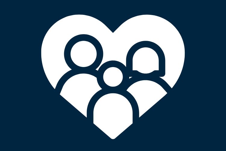 heart with three people inside illustration