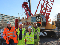 Eric Wright Civil Engineering's Chris Roughley, Neil Shepherd and Arminas Stepanavicius with Councillor Denise Lelliott.