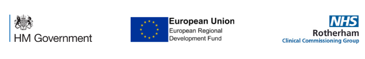 Logos: HM Givernment, European Regional Development Fund, NHS Rotherham Clinical Commissioning Group