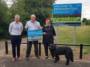 Cllr Allen, Cllr Elliott, Projects, Initiatives & Improvement Officer, Ben Mitchell and Effy the dog.