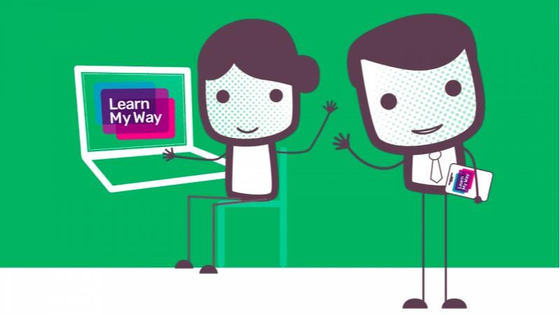 Learn my way logo on a green background