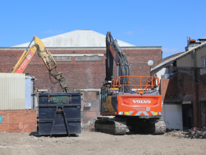 Heavy plant machinery at the former Wilkos building.