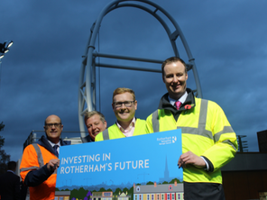 Representatives from Rotherham Council at the Canal Barrier.