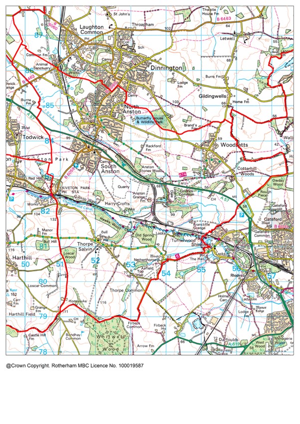 Anston and Woodsetts ward map