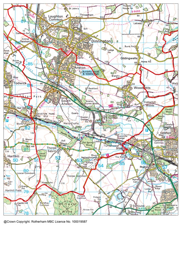 Anston and Woodsetts ward map