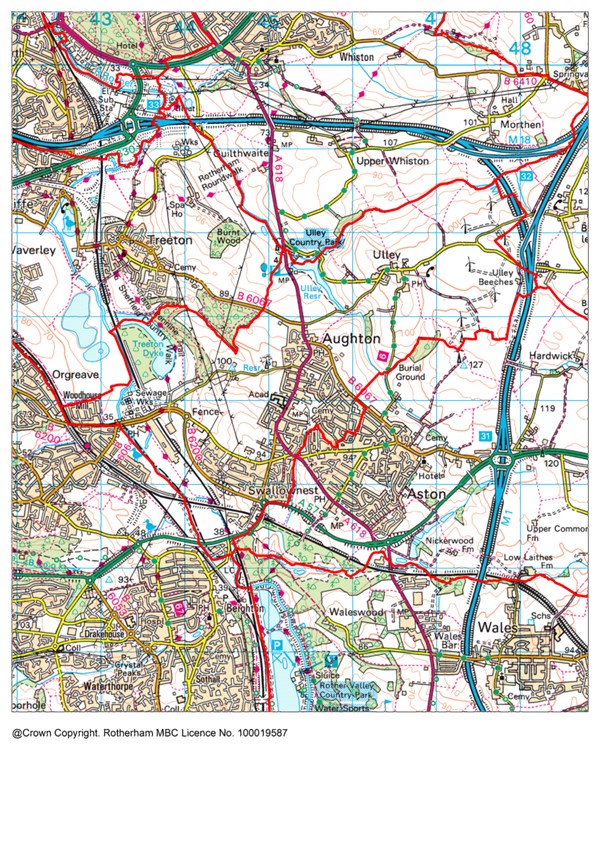 Aughton &amp; Swallownest ward map