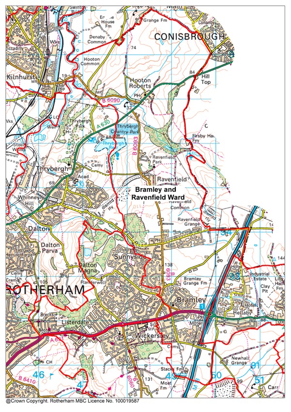 Bramley and Ravenfield ward map