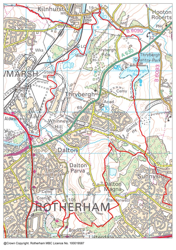 Dalton and Thrybergh ward map