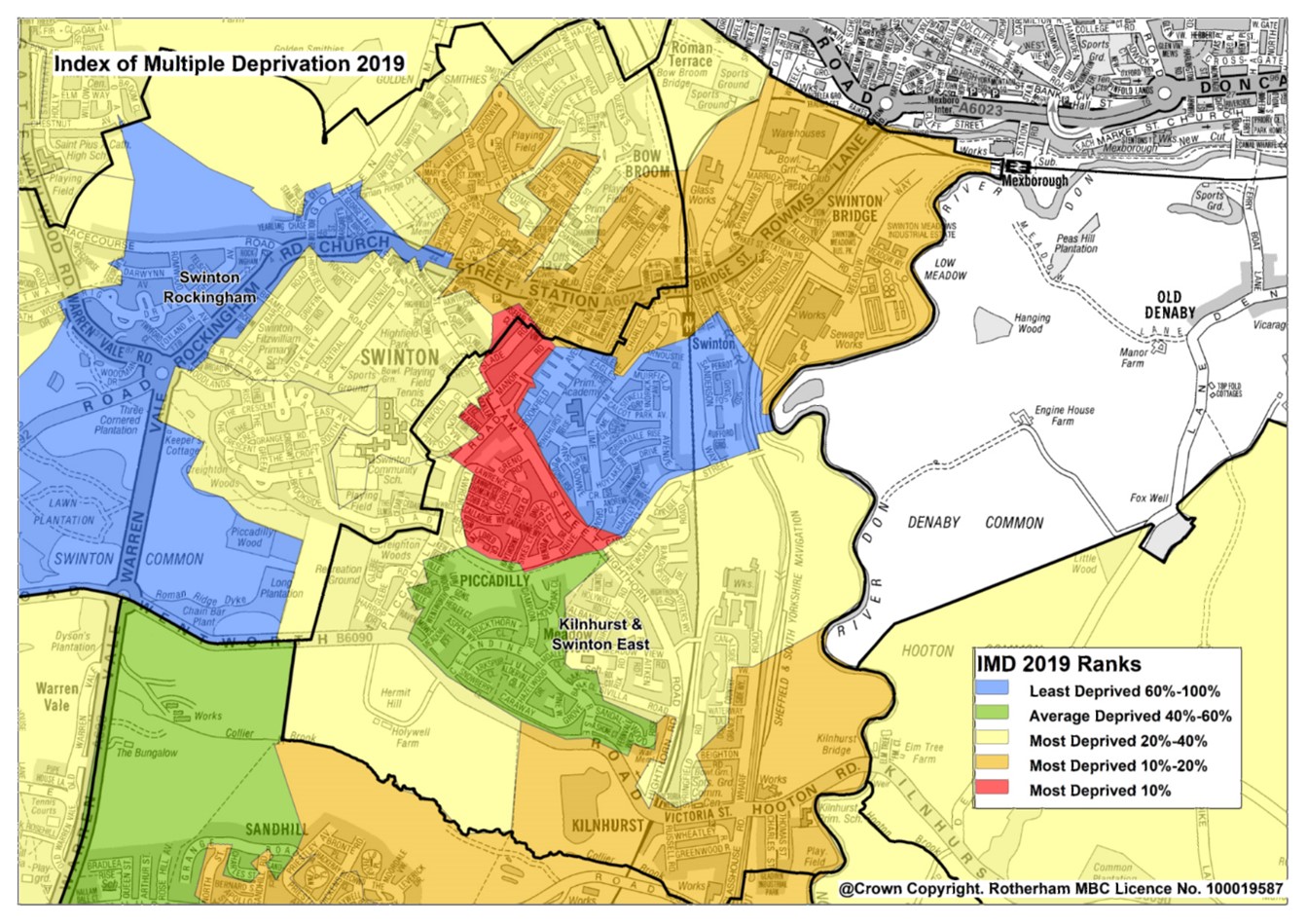 Kilnhurst and Swinton East IMD map