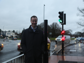 Leader of the Council, Cllr Chris Read, at the new crossing on Morthen Road, Wickersley