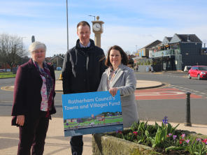 Cllr Sue Ellis, Cllr Chris Read and Cllr Emma Hoddinott at Wickersley's Towns and Village's Fund project