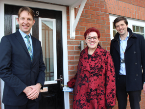Paul Walters, Harron Homes North Midlands Sales Manager, with Rotherham Council&#039;s Deputy Leader, Cllr Sarah Allen, and Assistant Director for Housing, James Clark