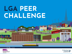 LGA Peer Challenge image which shows an illustrated Rotherham canal site.