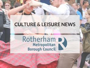 People dancing in background with culture and leisure news text