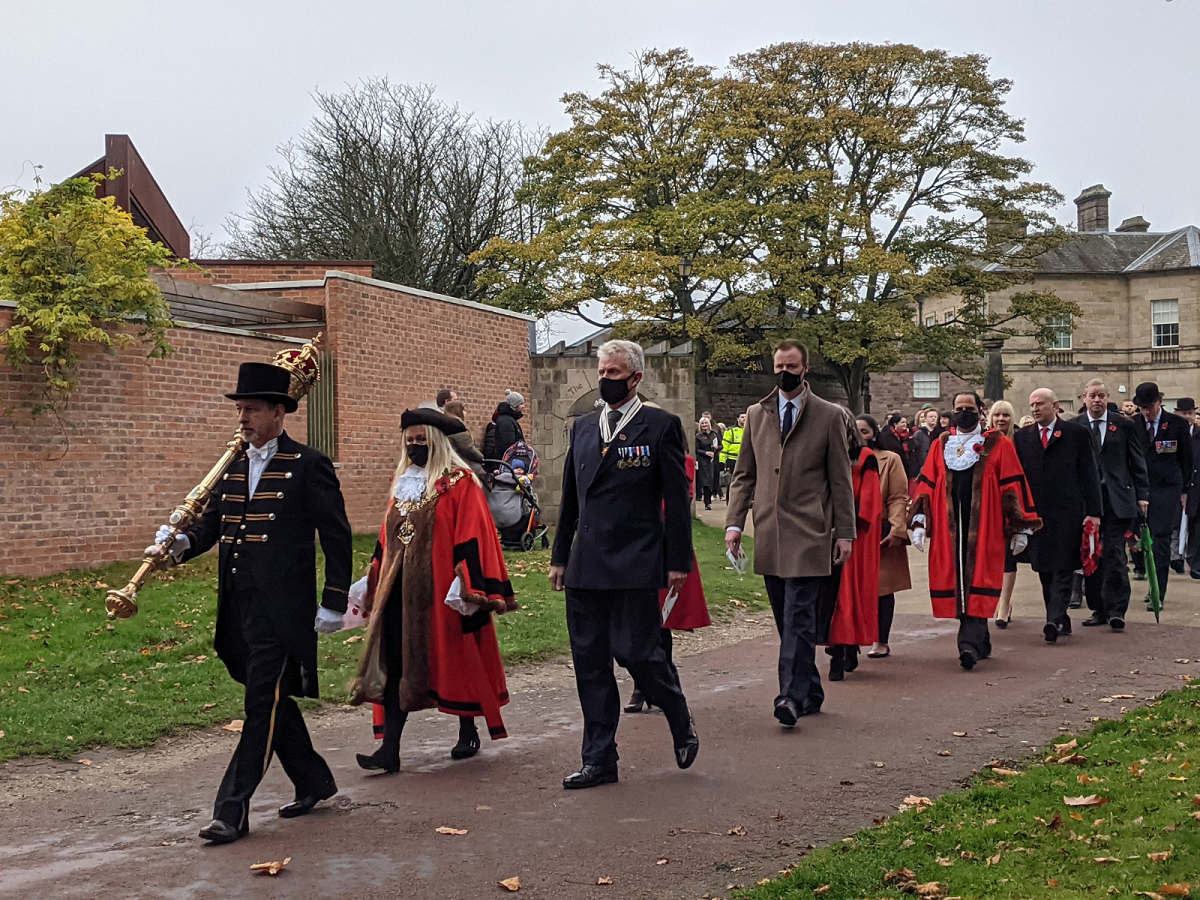 Official procession, led by Mayor Jenny Andrews, to start the 2021 Rotherham Remembers event