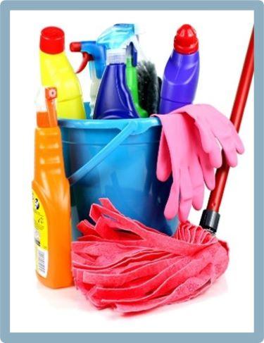 Bucket of cleaning products