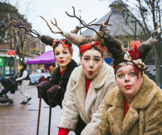 People dressed as reindeers