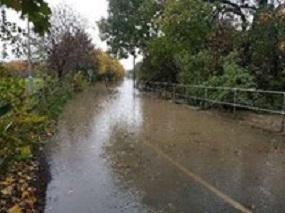Road at parkgate under water