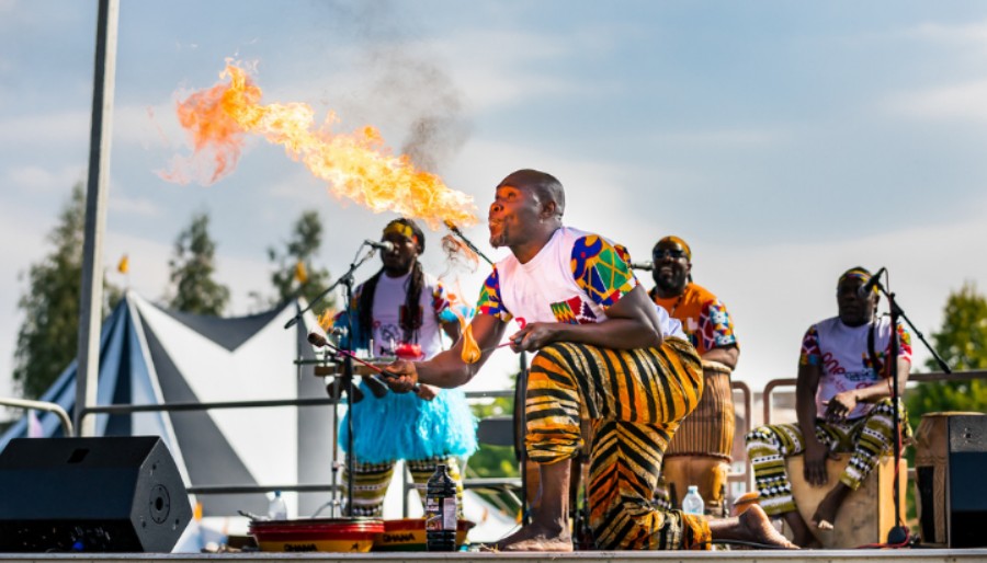 Firebreather on stage at Rotherham Show