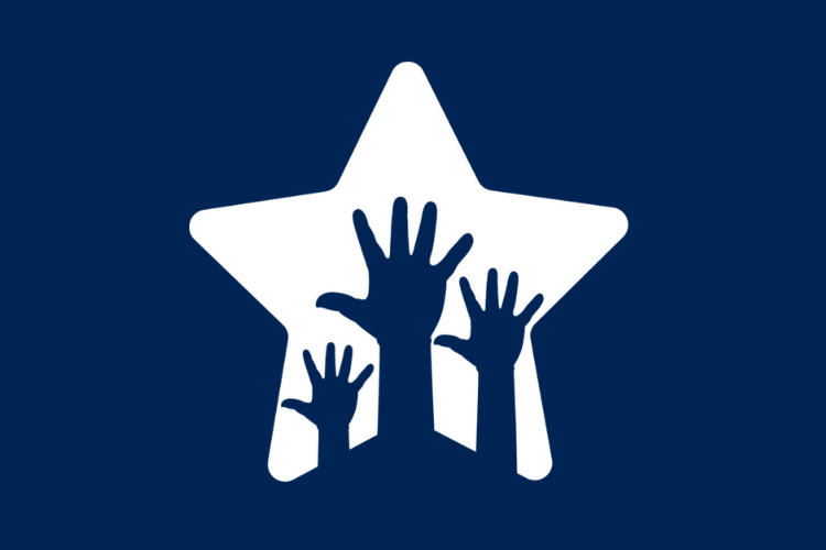 A star with hands inside reaching up