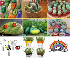 Various arts and crafts from activities at the summer reading challenge