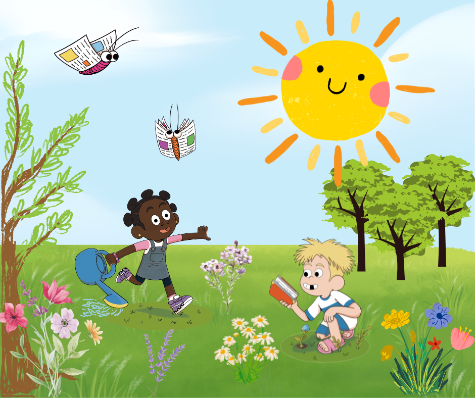 Children playing in the sun.
