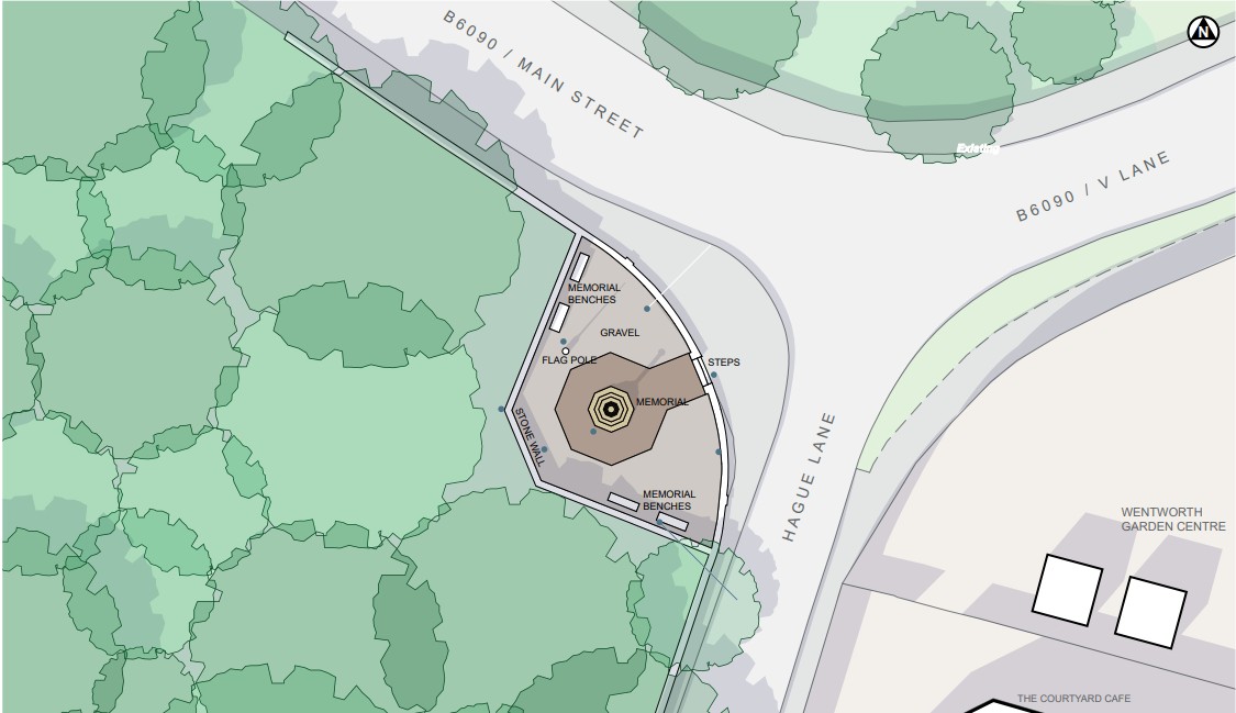 A map of the area around Wentworth Cenotaph.