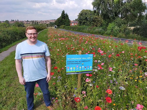 Cllr Dominic Beck, Cabinet Member for Transport and Environment, at one of the planting sites on Hard Lane between Kiveton Park and Harthill