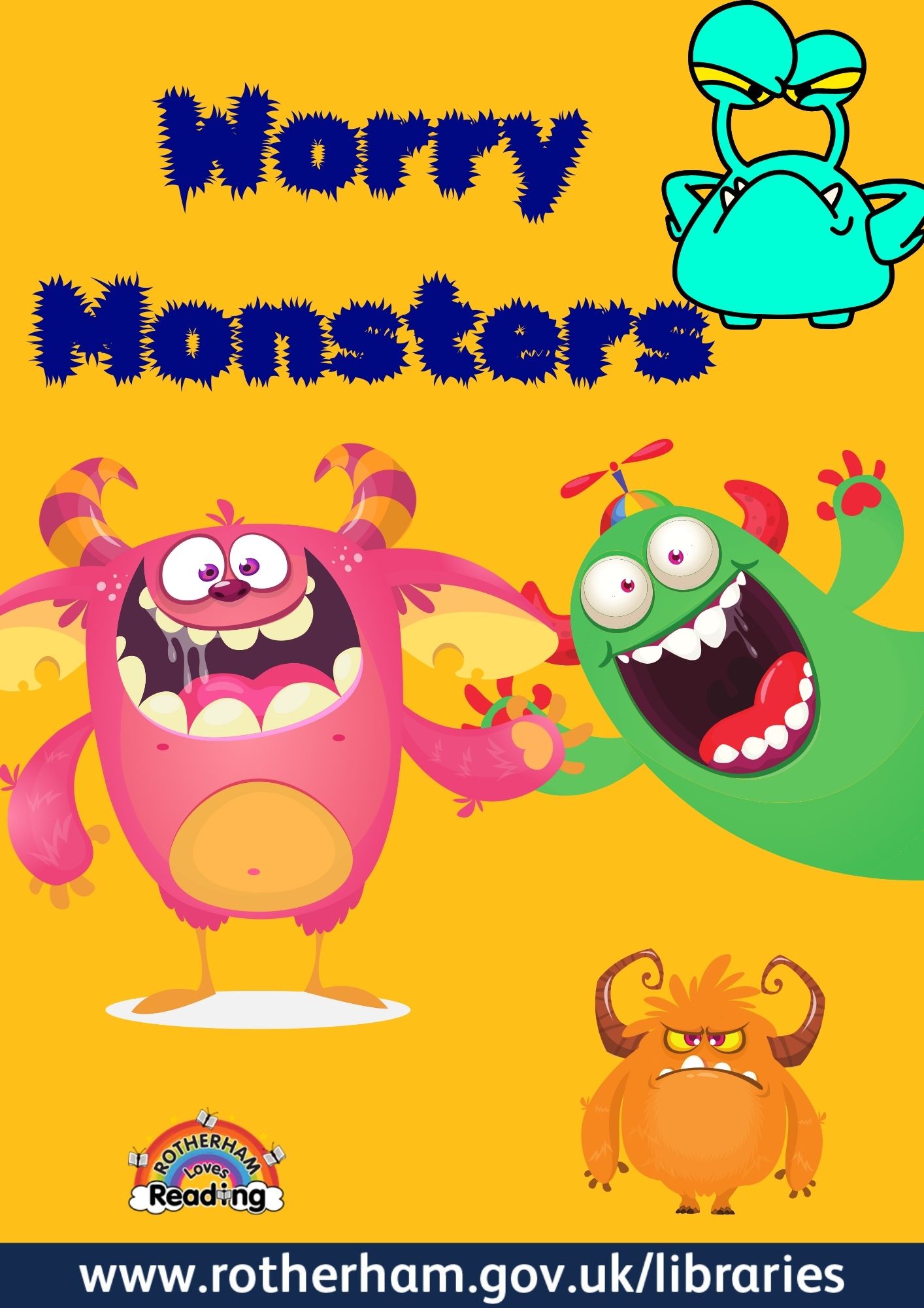 Picture of 4 different coloured monsters