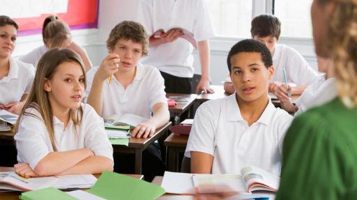 Secondary school children in a classroom