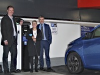 Cllr Read and Cllr Lelliott from Rotherham Council join Tim Taylor, SYPTE’s Director of Customer Services, to launch the new charging points in the Interchange car park.
