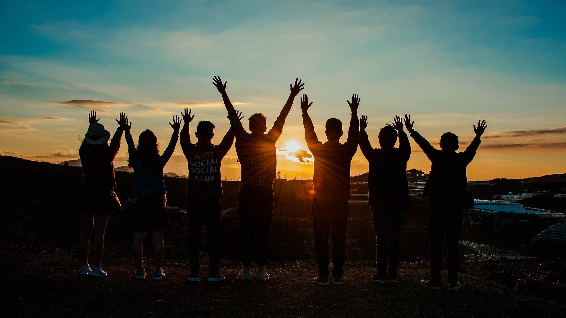 Friends watching sunset