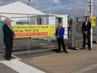 Cllr Roche, Teresa Roche and Cllr Read at the local test site on Forge Island.