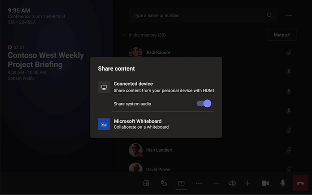 Screenshot of Screensharing settings